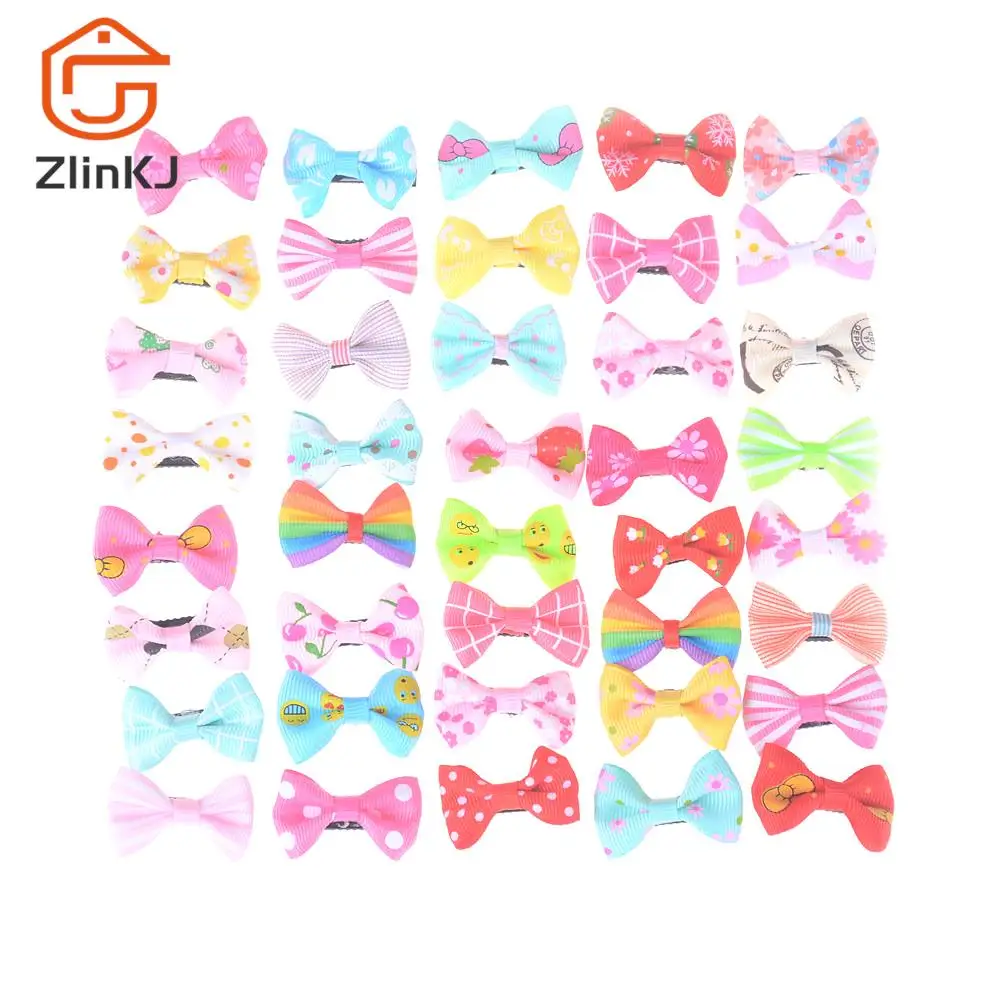 Nuovo 10 pz/lotto Clip di capelli del nastro barrette colorate Hairgrip copricapo Pet Dog archi ragazze cane forcine accessori per capelli