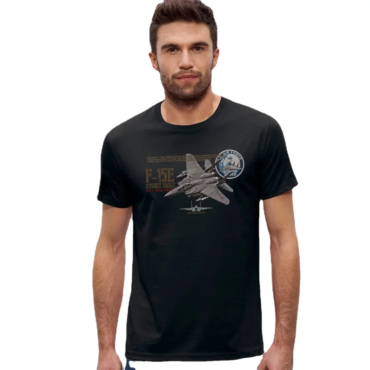US Air Force F-15E Strike Eagle Fighter T-Shirt 100% Cotton O-Neck Short Sleeve Summer Casual Mens T-shirt Aviation Streetwear