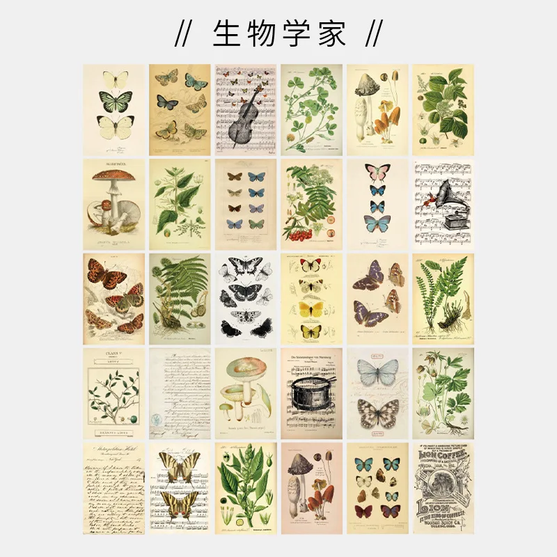 30 Decorative Cards from the Biologist Series for Bedroom Walls, Dormitory Postcards, Wall Stickers, Dormitory Decoration Cards