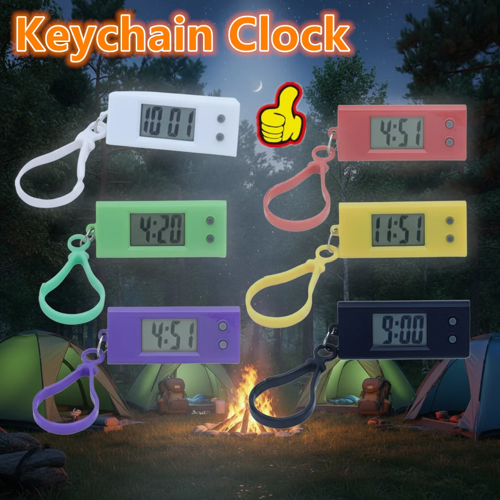 NEW Portable keychain Electronic Hanging Clock Anti-fall Small for Exam work Silent Mini LED Digital Clock outdoor camping tool