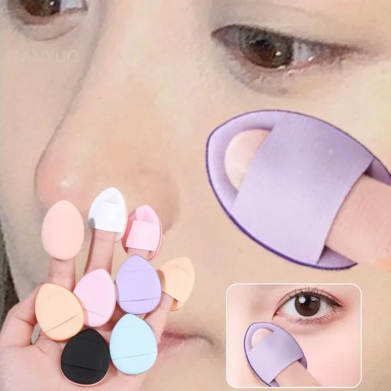 1-10 قطعة وسادة التجميل المهنية نفخة الجافة الرطبة ذات الاستخدام المزدوج المخفي الأساس التفاصيل فنجر نفث ماكياج الإسفنج أدوات التجميل #1