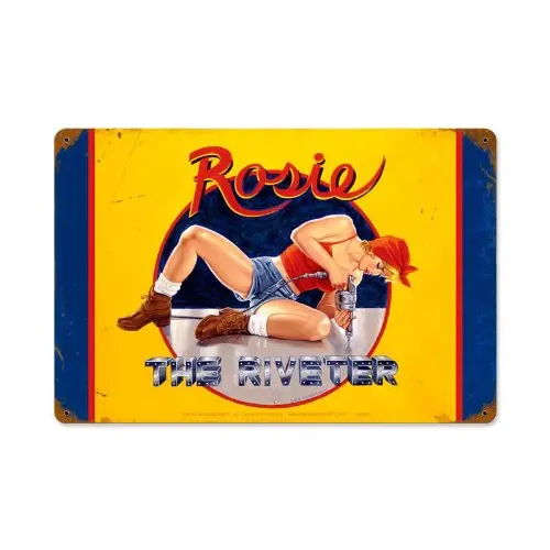 Rosie the Riveter Vintage Metal Sign PinUp Girl War Military 18X12 Steel Not Tin