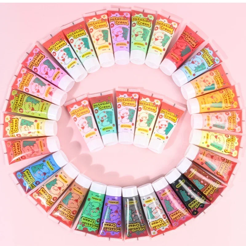 

12color 50ml Simulated Cream Glue Set Hair Clip Phone Case DIY Handmade Material Pack Accessories