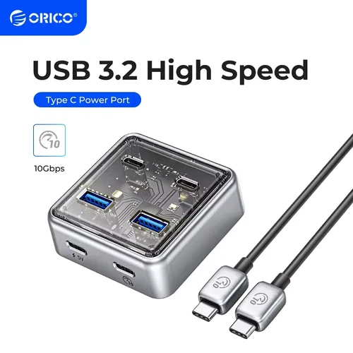 Imagen 1 del producto ORICO USB3.2 para todos los Macbook Mac Mini Hub Splitter Material metálico Usb Hub 10Gbps con 2 puertos USB A y 2 puertos USB C