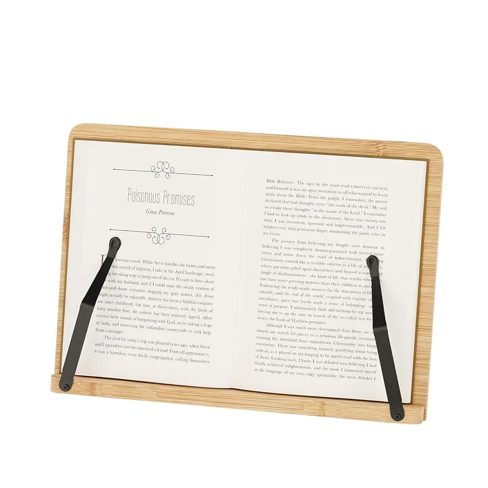 

Подставка для книг из бамбука, регулируемый держатель для книг, пюпитр - легкий и устойчивый, для кулинарных книг, учебников, тетрадей, для дома и офиса