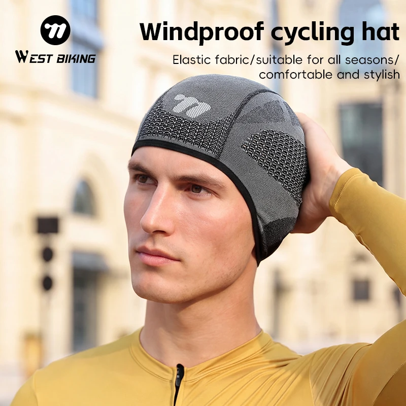 WEST BIKING Gestrickte Fahrradkappe, Ganzjahres-Winddichte Sportmütze, Hochelastische Atmungsaktive Sturmhaube, Fahrradhelm-Innenfutter, Fahrradausrüstung