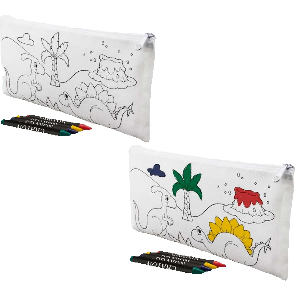 Kinderkoffer met dinosaurustekeningen inclusief 5 gekleurde kleurpotloden om te kleuren Ideaal cadeau voor verjaardagsfeestjes, scholen, kleuters, bruiloften, dooppen, communieën en kinderevenementen