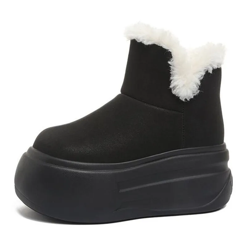 

New Women Winter Warm Snow Boots Thick Fur High Top Chunky Sneakers Suede Platform Ankle Boots Female Outdoor Causal Plush Shoes
