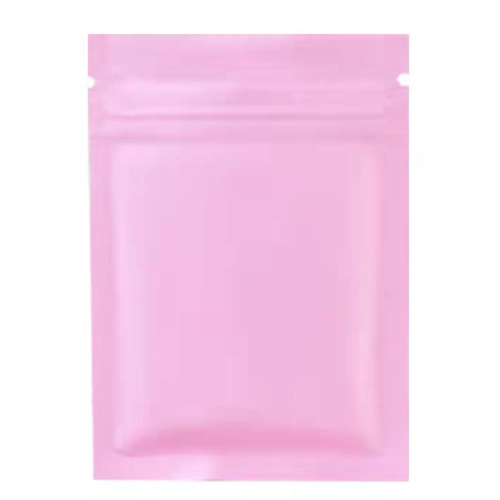 100Pcs/lot Matte Pink Aluminum Foil Zip Lock Food Gift Storage Bag Recyclable Zipper Self Sealing Package Pouches for Tea Powder