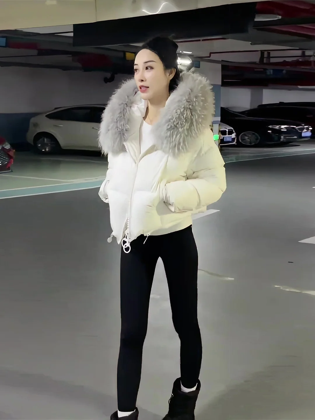 

Sli ort Women's down Jaet 2026 Trendy Warm Faionable Slimming Winter Outerwear High-End Feel White Du down Filling