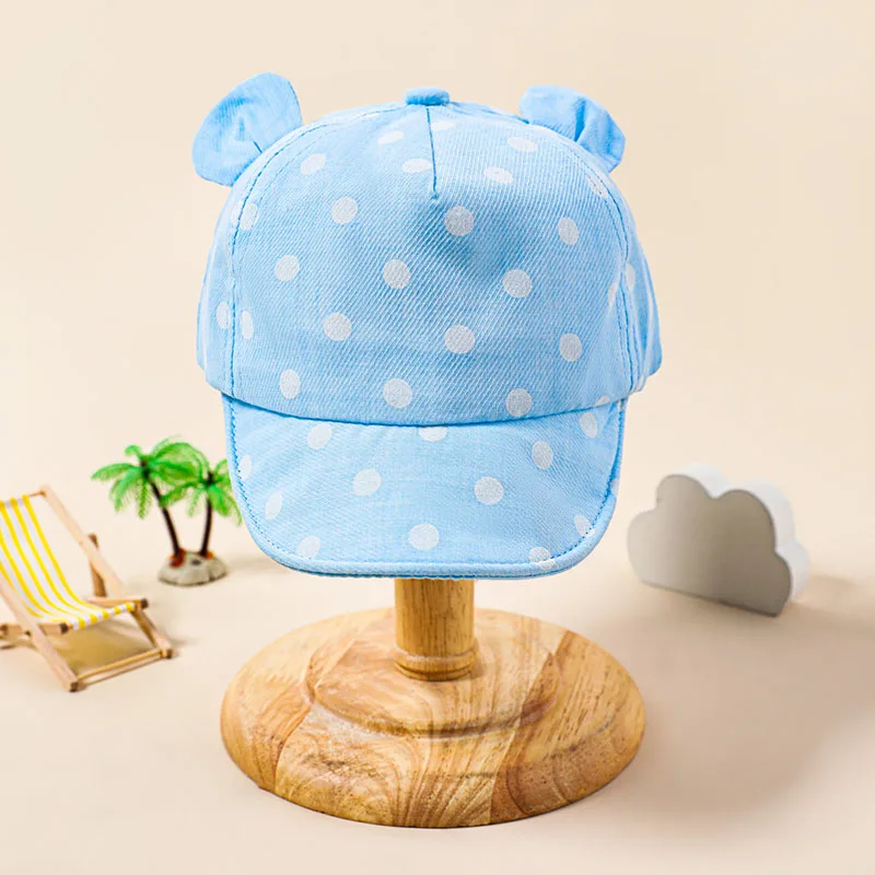 Cotton Baby Hats Summer Peaked Cap Toddler Dot Girls Boys Hat Child Cute 3D Ear Baseball Caps Infant Soft Sunhat For Kids