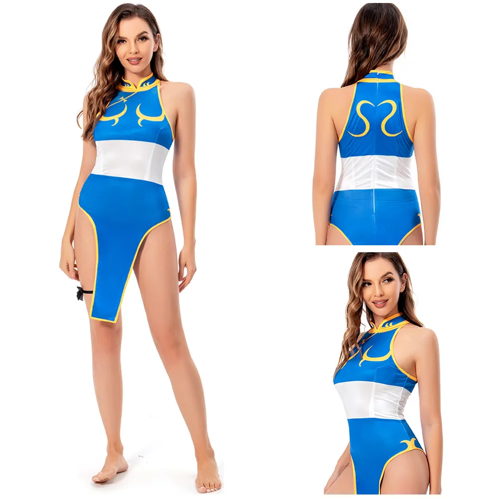 

Fighter Fantasia Chun-Li косплей сексуальный купальник костюм для взрослых женщин платье купальники наряды Хэллоуин карнавальный костюм для вечеринки