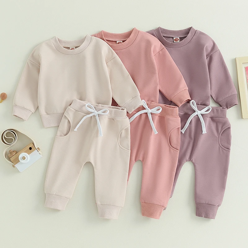 Autumn Infant Baby Boy Clothes Girl Outfits Fashion Sweatshirt Sweat Pant Kids Toddler Tops Pant Sets