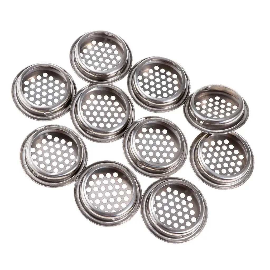 Stainless Steel Round Vent Mesh Air Louver Cover Removable Cabinet Silver Kitchen Accessory for Home