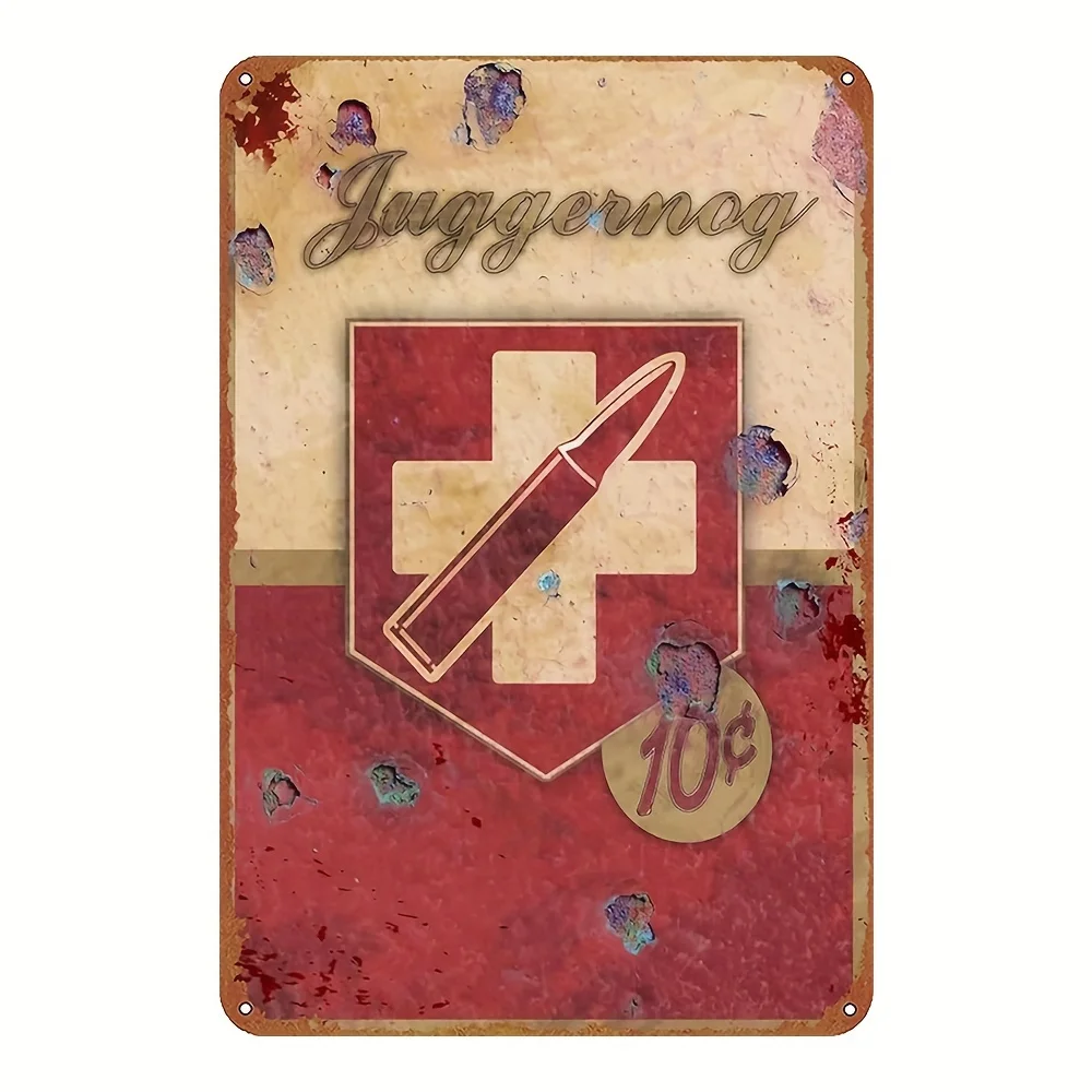 Juggernog Vintage Metal Wall Art - Rustic Iron Sign for Home, Cafe, Bar Decor - Weatherproof, Pre-Drilled, es, Poster, Perfect f