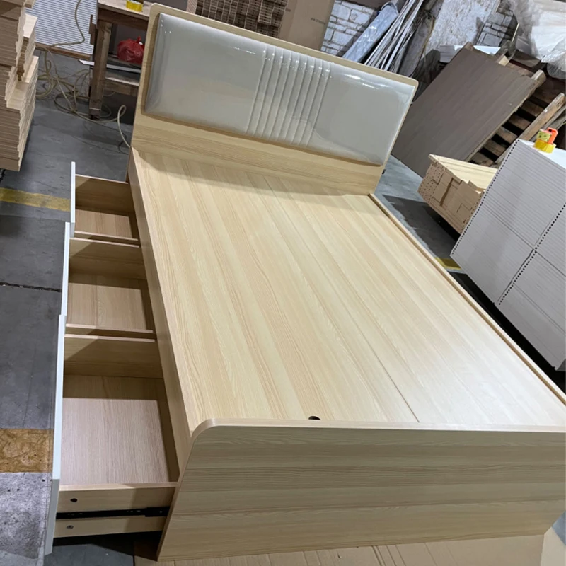 Single Children Dormitory Bed New Design Storage Wooden Box Girls Boys Student Bedroom Apartment Frame