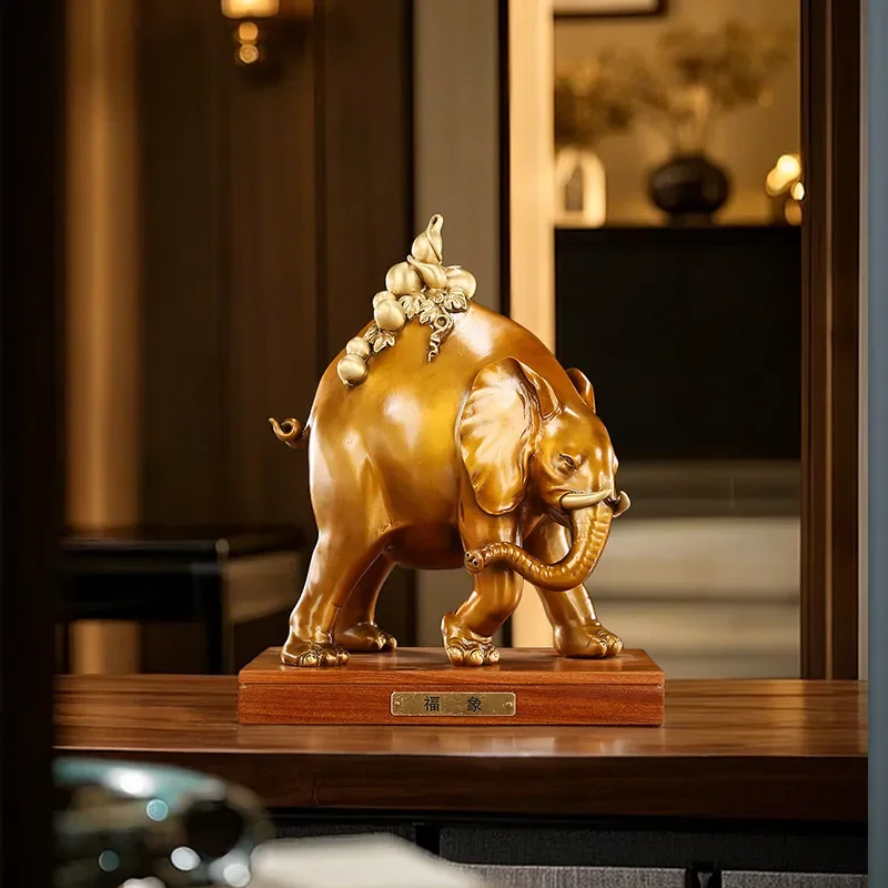 Brass Fulu Elephant Ornament Home Office Hulu Elephant Living Room TV Cabinet Swiss Beast Craft Gift Ornament