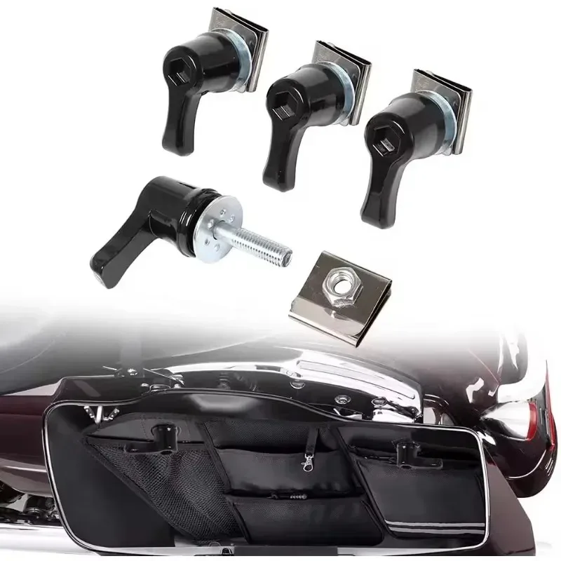 

4 шт. черные для CVO Touring Road Glide Breakout Deluxe, универсальная седельная сумка для мотоцикла, стопорные болты и гайки Ki