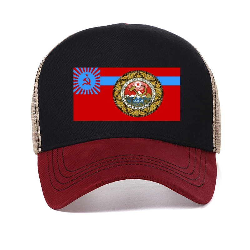 

Flag of the Georgian Soviet Socialist Republic Baseball Cap Fashion Men and women cool Mesh Trucker hats Patriot Hat