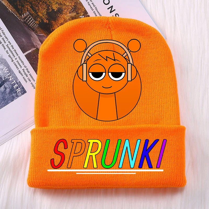Nuovo Sprunki Cappelli lavorati a maglia per bambini Gioco di cartoni animati Figura Berretto lavorato a maglia stampato Ragazzi Inverno All'aperto Berretti di lana caldi Regalo di compleanno per bambini