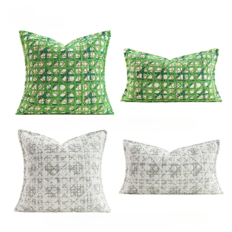 30X50/45X45CM Luxury French Throw Pillow Cover Yellow Green Grey Stamping Waist Cushion Cover Decor Home Decorative Pillowcase