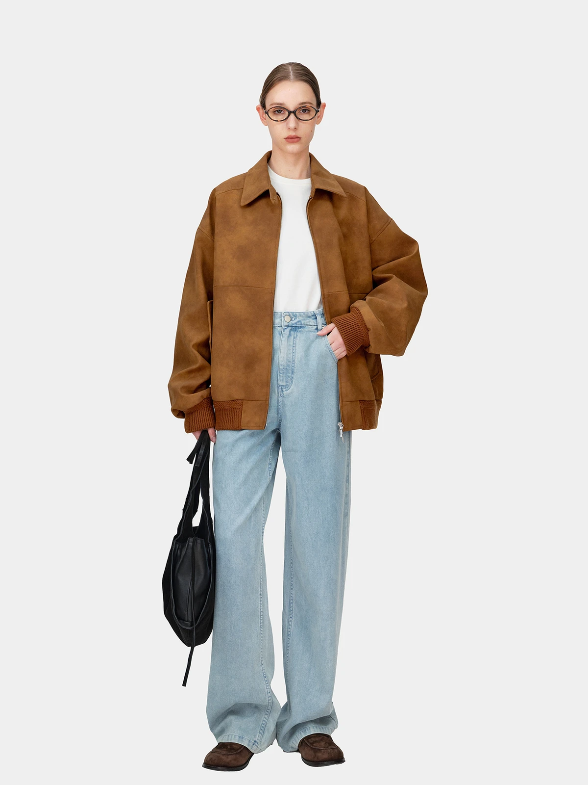 Marllen Retro Nostaic Thiened Pelle scamosciata Casual Allentato Jaet da donna Primavera Nuovo Sle Chiusura con cerniera Lungo Colore Sve