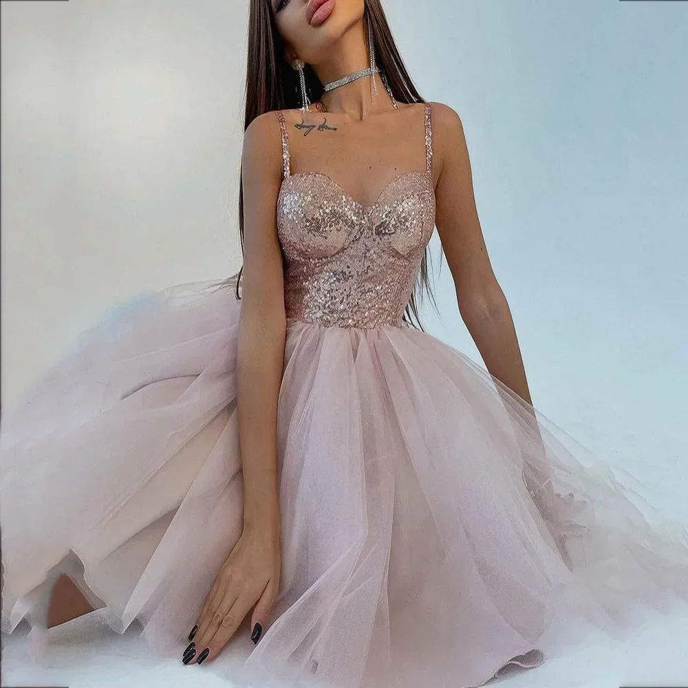 Plus Size 2025 Women Sequin Pink Banquet Toast Party Dresses Pleated Princess Cake Dress Vestidos De Mujer 9XL 8XL 7XL 6XL 5XL