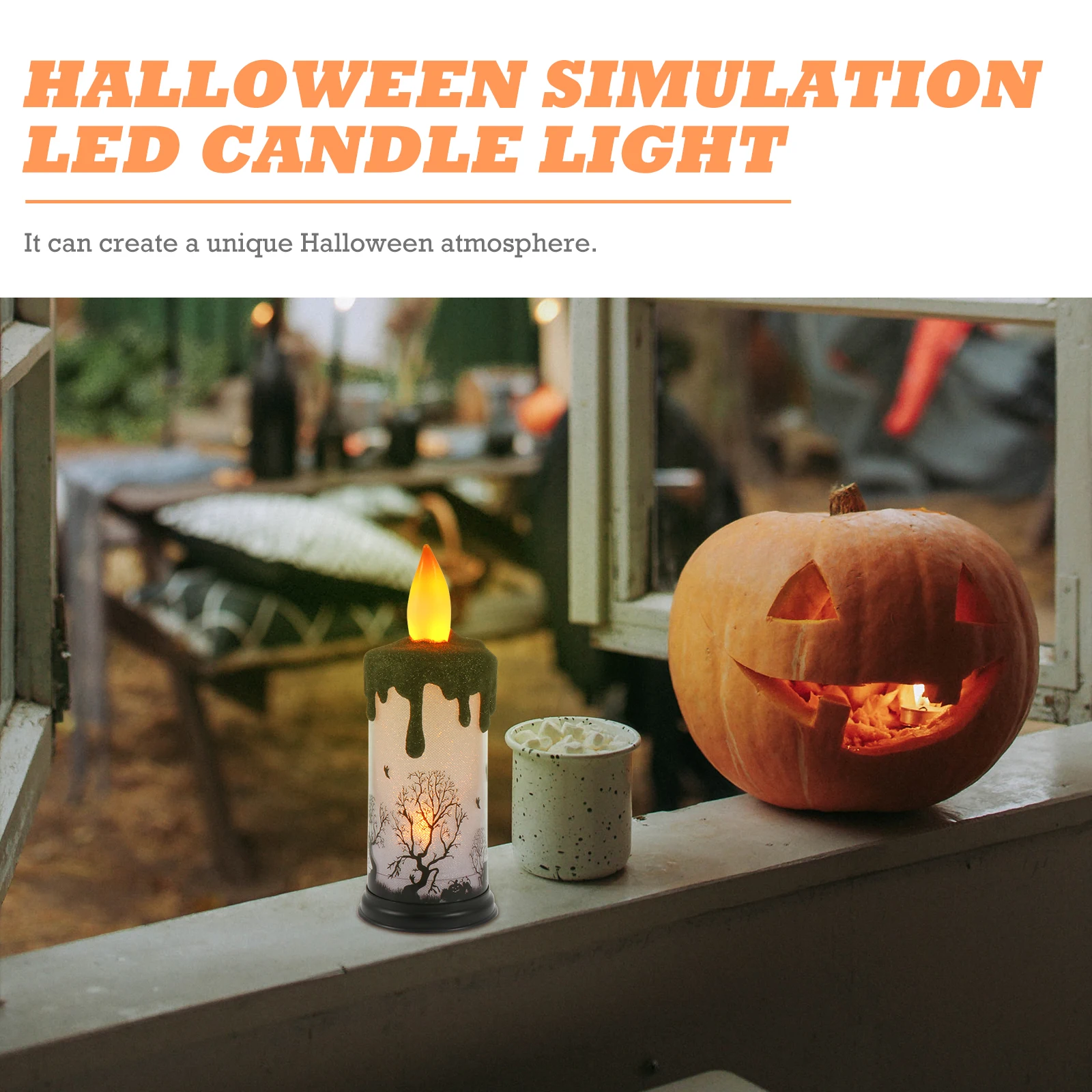 

Flickering LED Halloween Decorative Lamp Party Shape Light Energy Saving Sturdy Black Moderate Size Bedroom Living