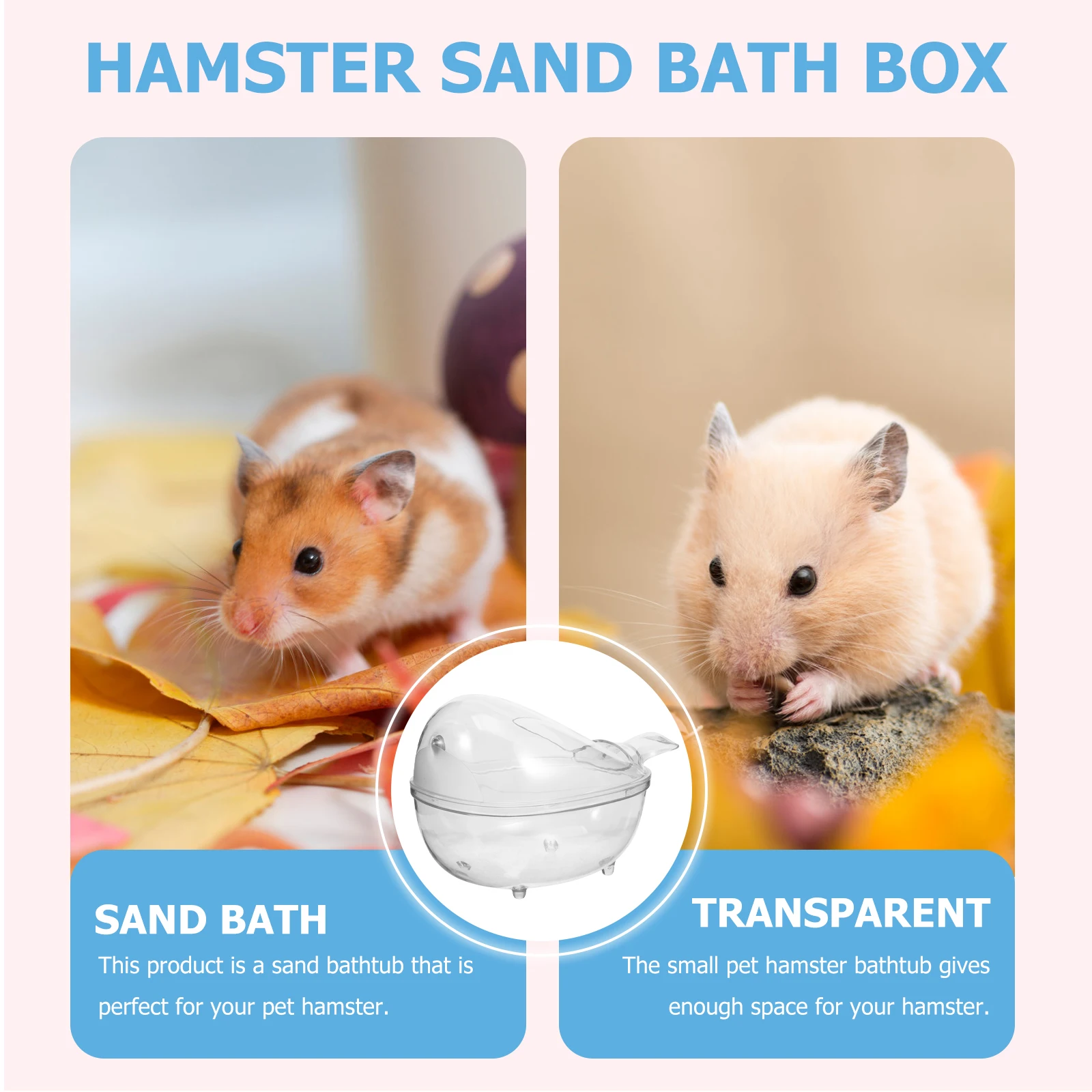 

Hamster Sand Bath Box Deepened Design Small Pet Bathroom Hamster Hideout Bathtub No Lid Easy Clean Replacement Animal