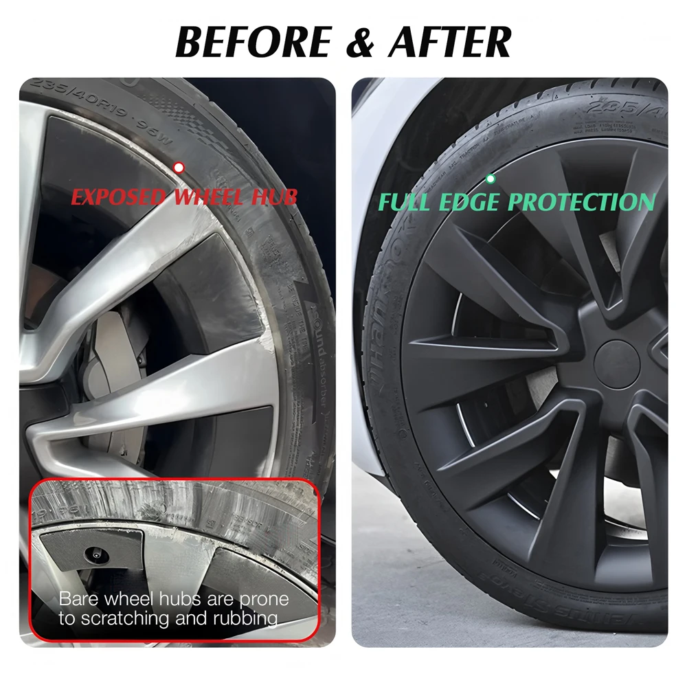4PCS HubCap Car for Tesla Model 3 Highland 19 Inch Performance Full Rim Cover Wheel Cap 2025 Accessories Wheel Cover Wheel Parts