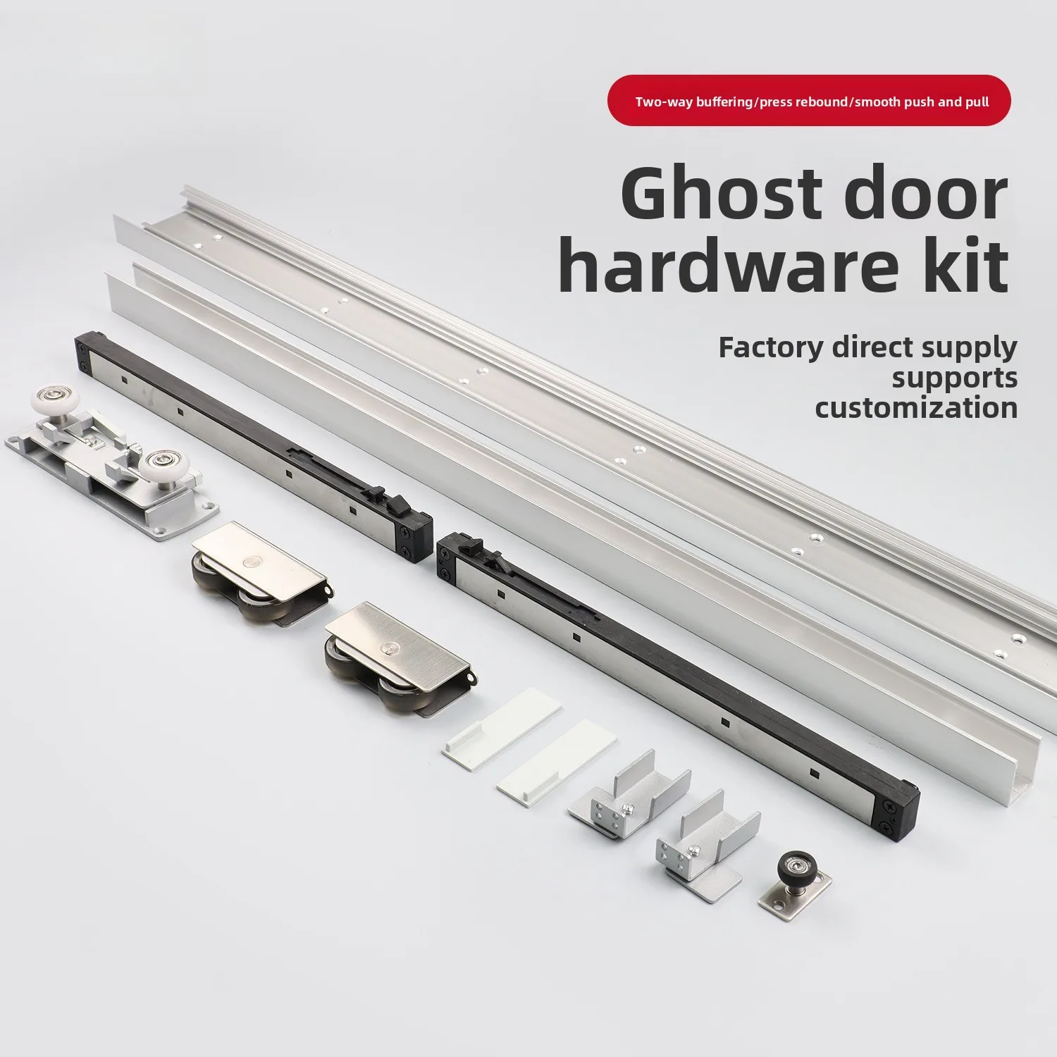 Ghost Door Hardware Kit 120cm Track Invisible Sliding Door Hanging Rail Track Accessories