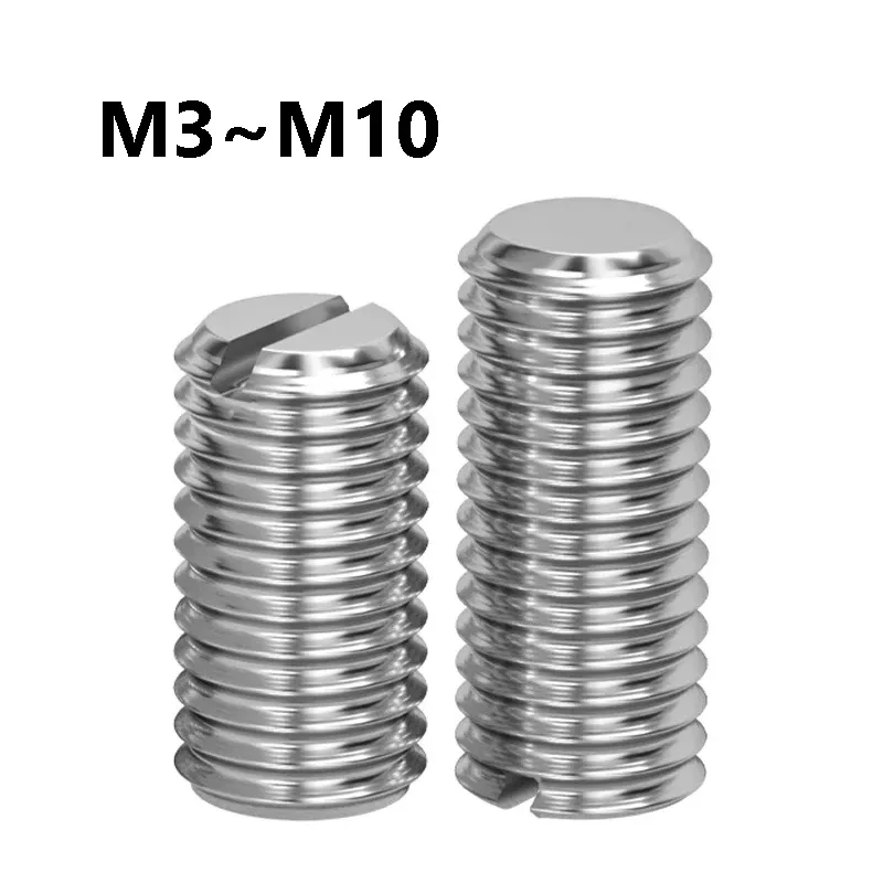 1~20Pcs 304 Stainless Steel Slotted Head Set Screw M3 M4 M8 M10 Flat End Headless Grub Bolt Set Screw