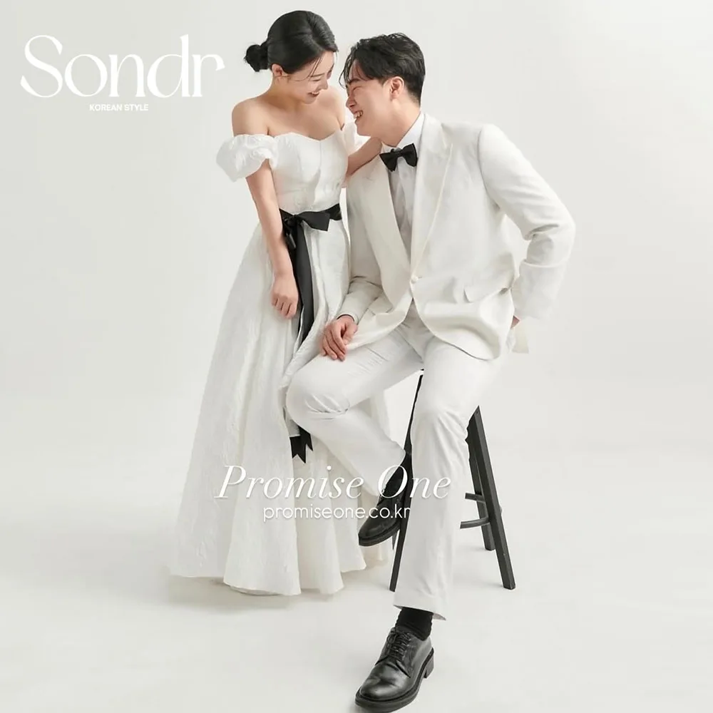 Sondr – robe de mariée coréenne personnalisée, épaules dénudées, manches bouffantes, robe de soirée de mariée, ligne A, robe de séance Photo