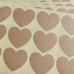 Papel Kraft marrón con forma de corazón, 120 piezas, 35mm de ancho, pegatinas lisas en blanco para uso artesanal, impresión y escritura