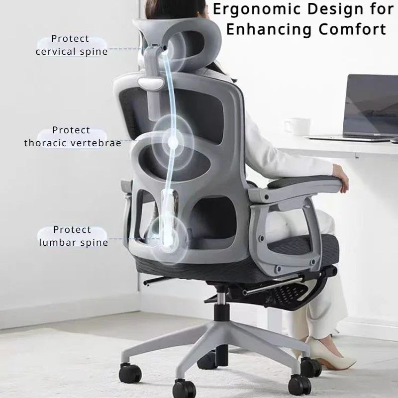 Chaise de Bureau Ergonomique avec Support Lombaire, Siège de Direction à Dossier Haut, de Bureau à Comcussion, de Travail d\'Ordinateur, de Jeu en