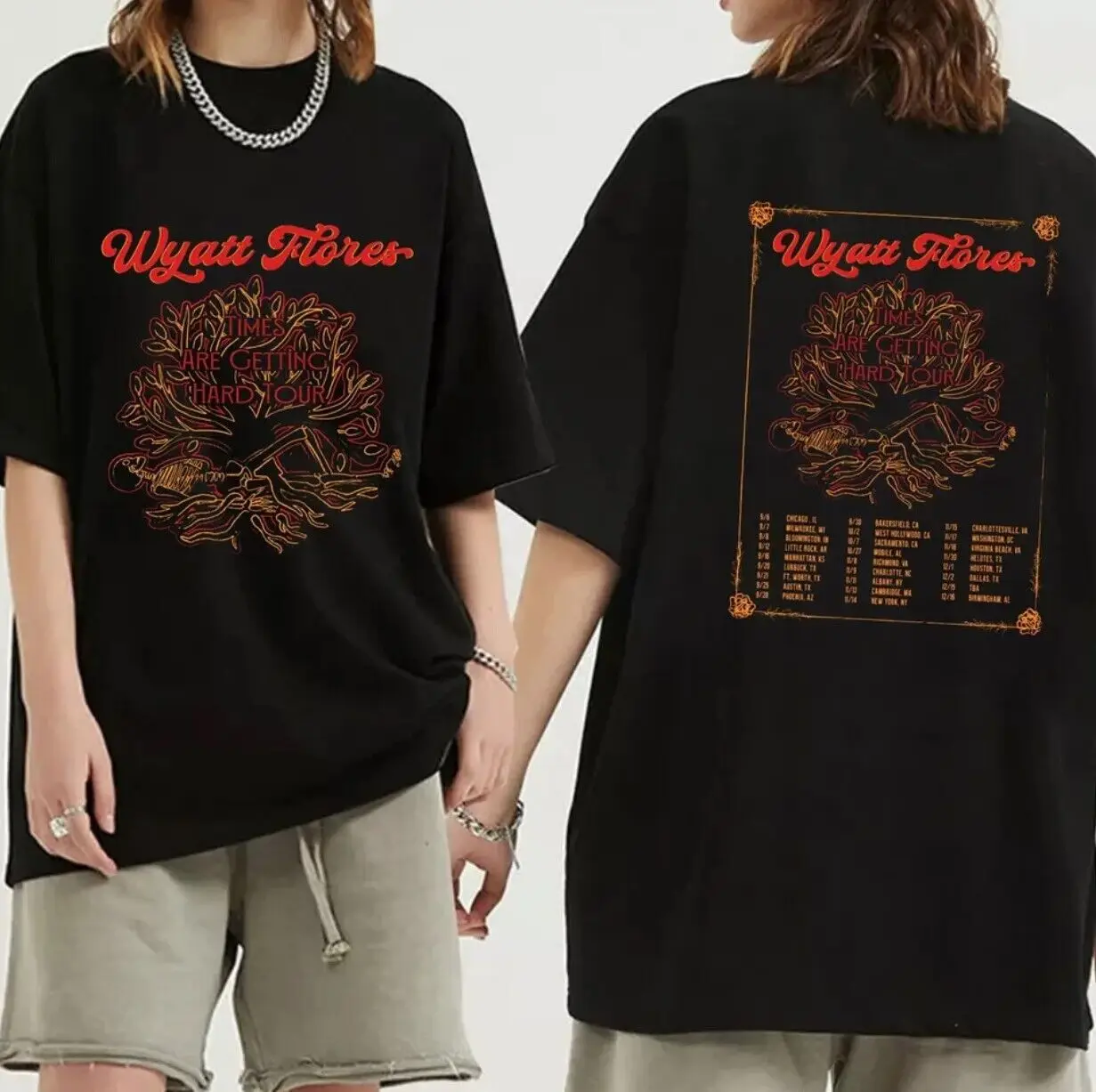 Wyatt Flores Times Are Getting Hard Tour 2023 Shirt, Wyatt Flore 2 Sided T Shirt