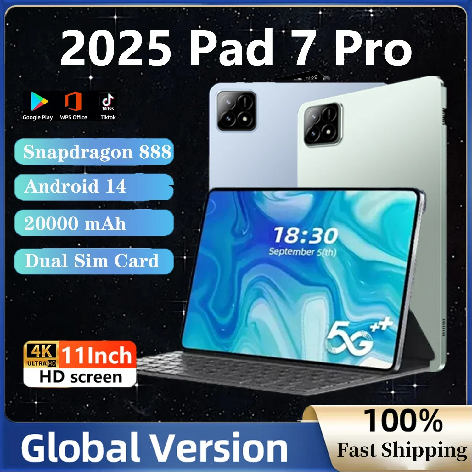 

XIOA NEW Pad 7 Pro 2025 Global Version Original Tablet Android 14 Snapdragon 16GB 1024GB 5G Dual SIM Card WIFI HD 4K Tablet PC