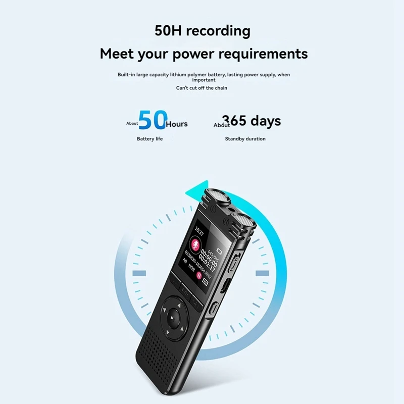 64GB Digital Voice Recorder With Playback Voice Activated Large Screen Sound Audio Recorder For Interview/Meeting/Class