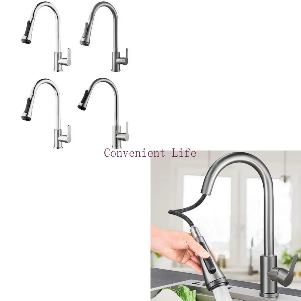 

L1EE Upgrades Stretchable Sink Tap Not Splash Pull Down Head Elegant Pull Down Kitchen & Bathroom Faucet Extendable