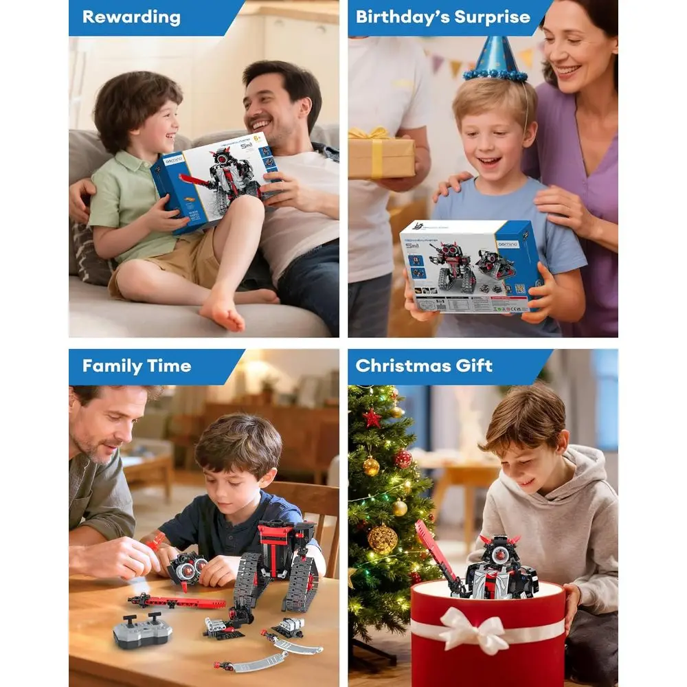 Kit robot STEM RC tutto in uno: blocchi Samurai/Ninja da 419 pezzi, app e telecomando, giocattolo educativo per bambini dai 6 ai 12 anni