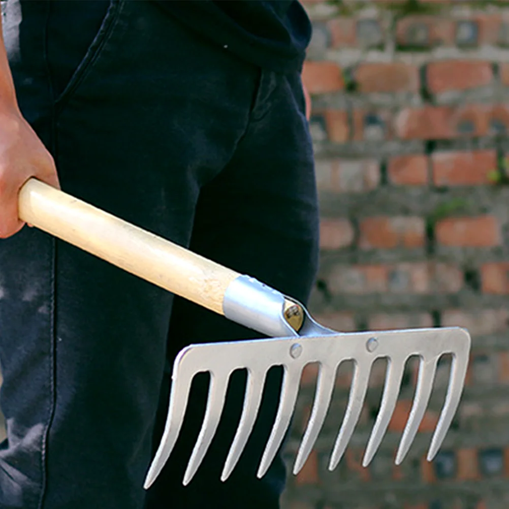 

Garden Iron Rake Head Heavy Duty Metal Replacement Part for Soil Loosening Leaves Cleaning Gardening Tool