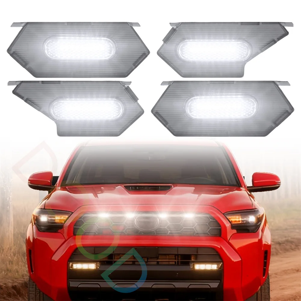 feux-de-calandre-led-blancs-pour-toyota-4runner-trd-sport-trd-off-road-2025-2026-accessoires-d'eclairage-de-calandre-abs