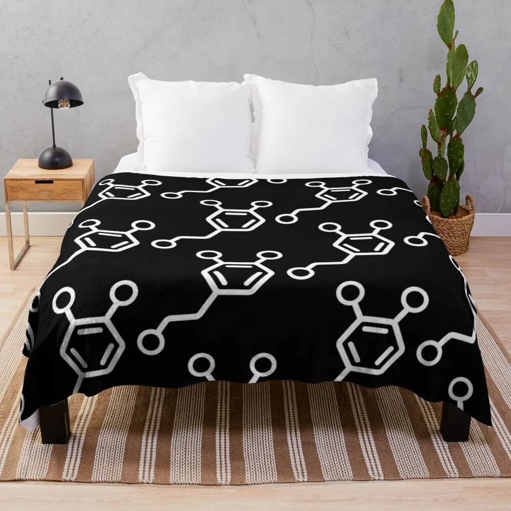 

Big White Dopamine Molecule Pattern Throw Blanket Cute Blanket Plaid Thermal Blankets For Travel Thin Blankets