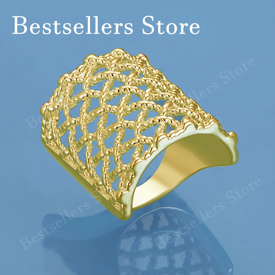 18K Gold-Plated Exquisite Openwork Woven Ring – Stylish Jewelry Accessory & Wedding Gift for Women