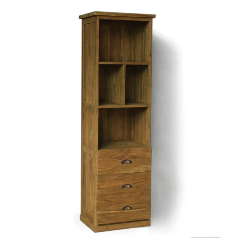 Teak reclaimed wood small display case 3 drawers