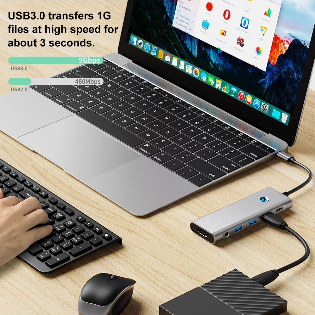 

9-in-1 USB C Hub with 4K/60Hz HDMI-Compatible USB C Docking Station USB 3.0 2.0 Port USB C Multiport Adapter for MacBook Pro/Air