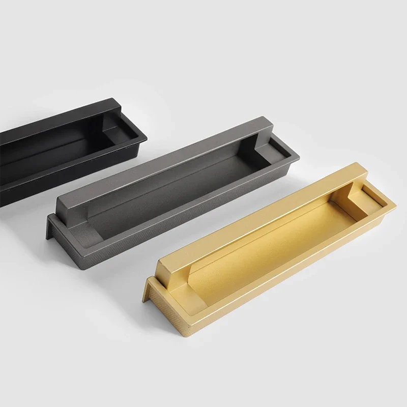 

YM Hidden Handle Black Gold Embedded Handle Zinc Alloy Door Invisible Cabinet Handle Recessed Pulls Knob Furniture Hardware