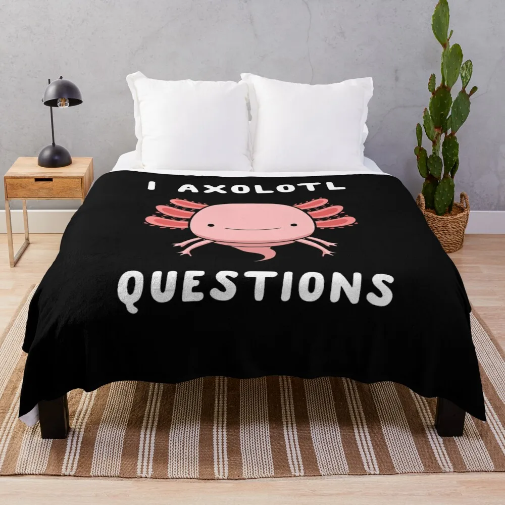 I Axolotl Questions Cute Kawaii Drawing Funny Saying Throw Blanket Soft Plaid blankets and throws for babies Blankets