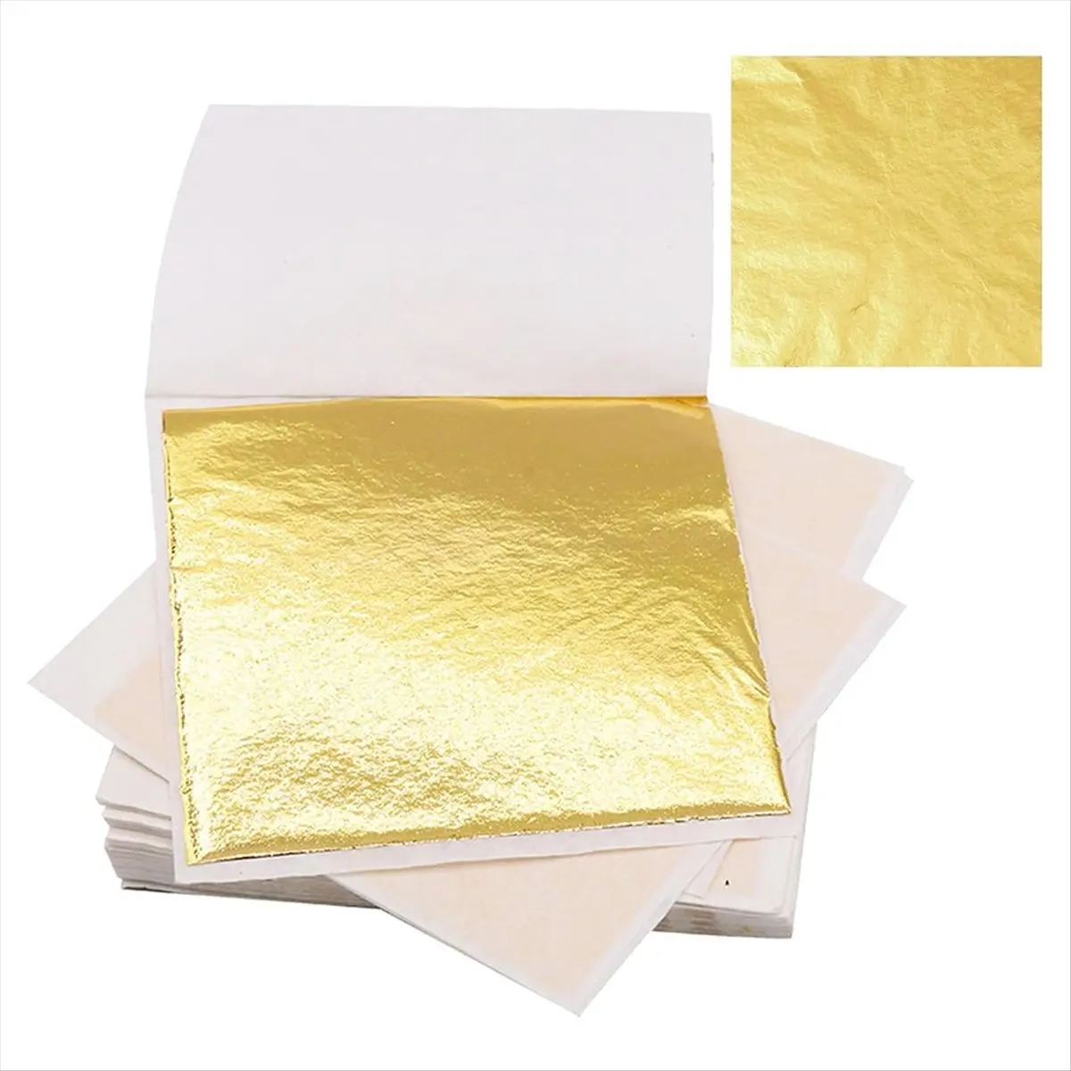 BHBL 200 PCS Gold Sheets Gold Foil for Art Gilding Flakes Multipurpose Gold Leaves Flakes Gold Flakes 8.5 X 8 cm
