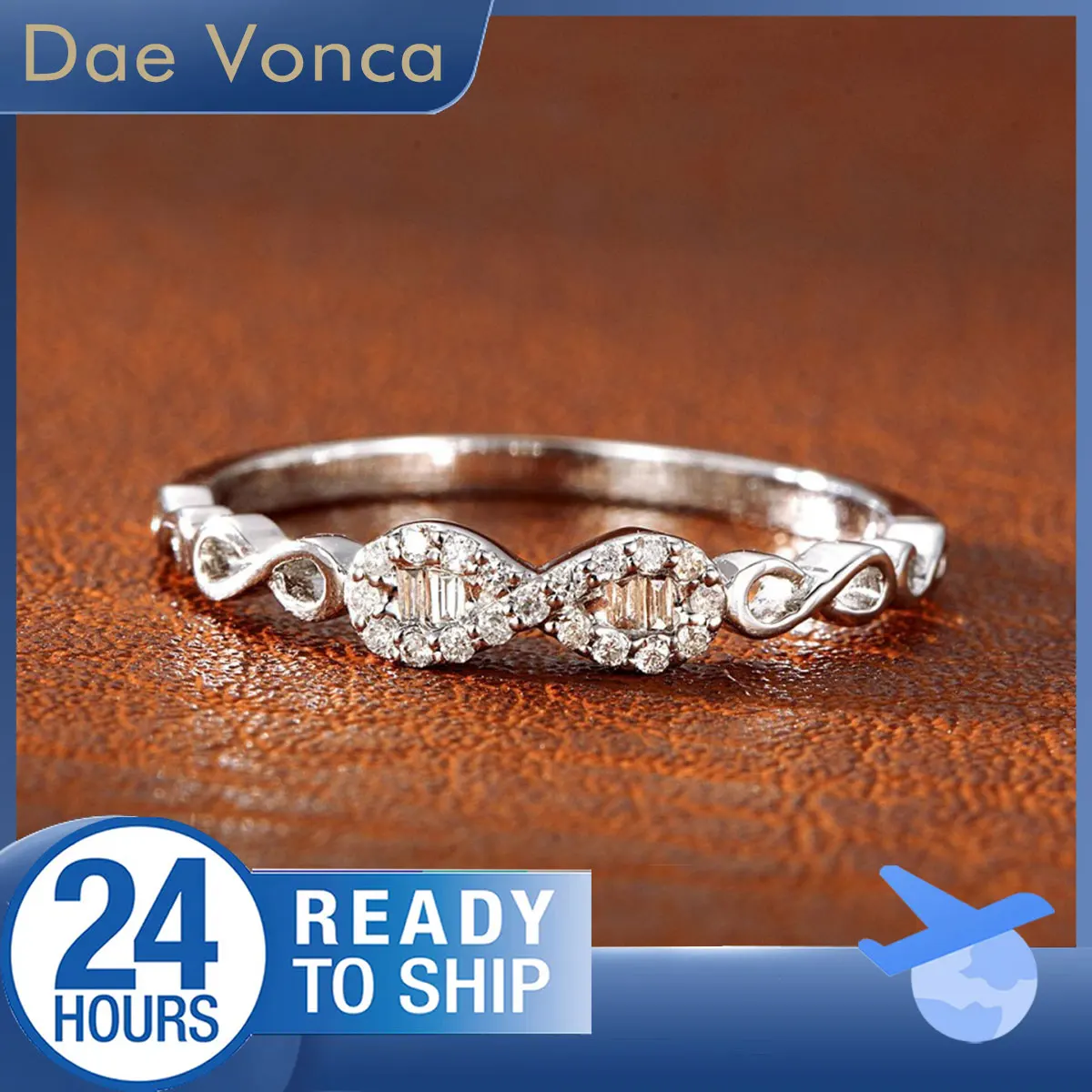 

Кольцо Dae Vonca с белым бриллиантом из 18-каратного белого золота, вдохновленное бесконечность, витой хвостовик, кольцо с натуральным бриллиантом, подарок на годовщину для женщин